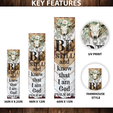 Summer Western Porch Sign | “Be Still and Know” Psalm 46:10 Scripture | Multi Sizes | Rustic Garden Decor for Porch, Entryway, or Yard