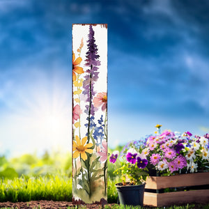 Summer Wildflowers Wooden Garden Stake Sign – Outdoor Floral Yard Décor | UV Print | Farmhouse Style | Multiple Sizes