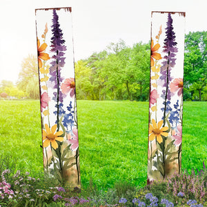 Summer Wildflowers Wooden Garden Stake Sign – Outdoor Floral Yard Décor | UV Print | Farmhouse Style | Multiple Sizes