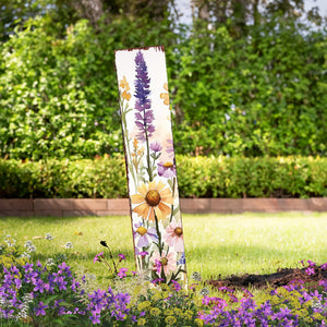 Summer Wildflowers Wooden Garden Stake Sign – Outdoor Floral Yard Décor | UV Print | Farmhouse Style | Multiple Sizes
