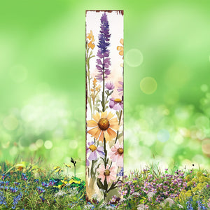 Summer Wildflowers Wooden Garden Stake Sign – Outdoor Floral Yard Décor | UV Print | Farmhouse Style | Multiple Sizes