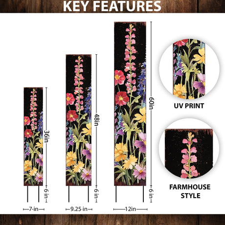 Summer Wildflower Garden Stake – Vibrant Floral Yard Sign for Outdoor Rustic Decor | UV Printed | Multiple Sizes