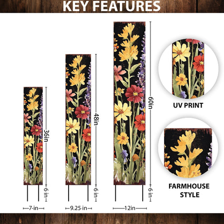 Summer Wildflower Garden Stake – Vibrant Floral Yard Sign for Outdoor Rustic Decor | UV Printed | Multiple Sizes