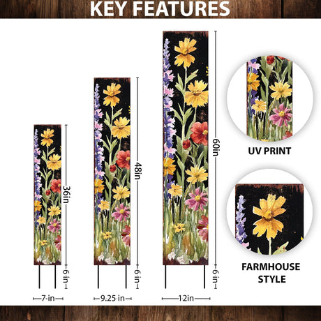 Summer Wildflower Garden Stake – Vibrant Floral Yard Sign for Outdoor Rustic Decor | UV Printed | Multiple Sizes