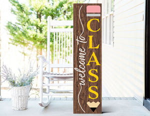 36in welcome to class sign, perfect teacher appreciation gift, porch decor, classroom wall display, durable wooden construction