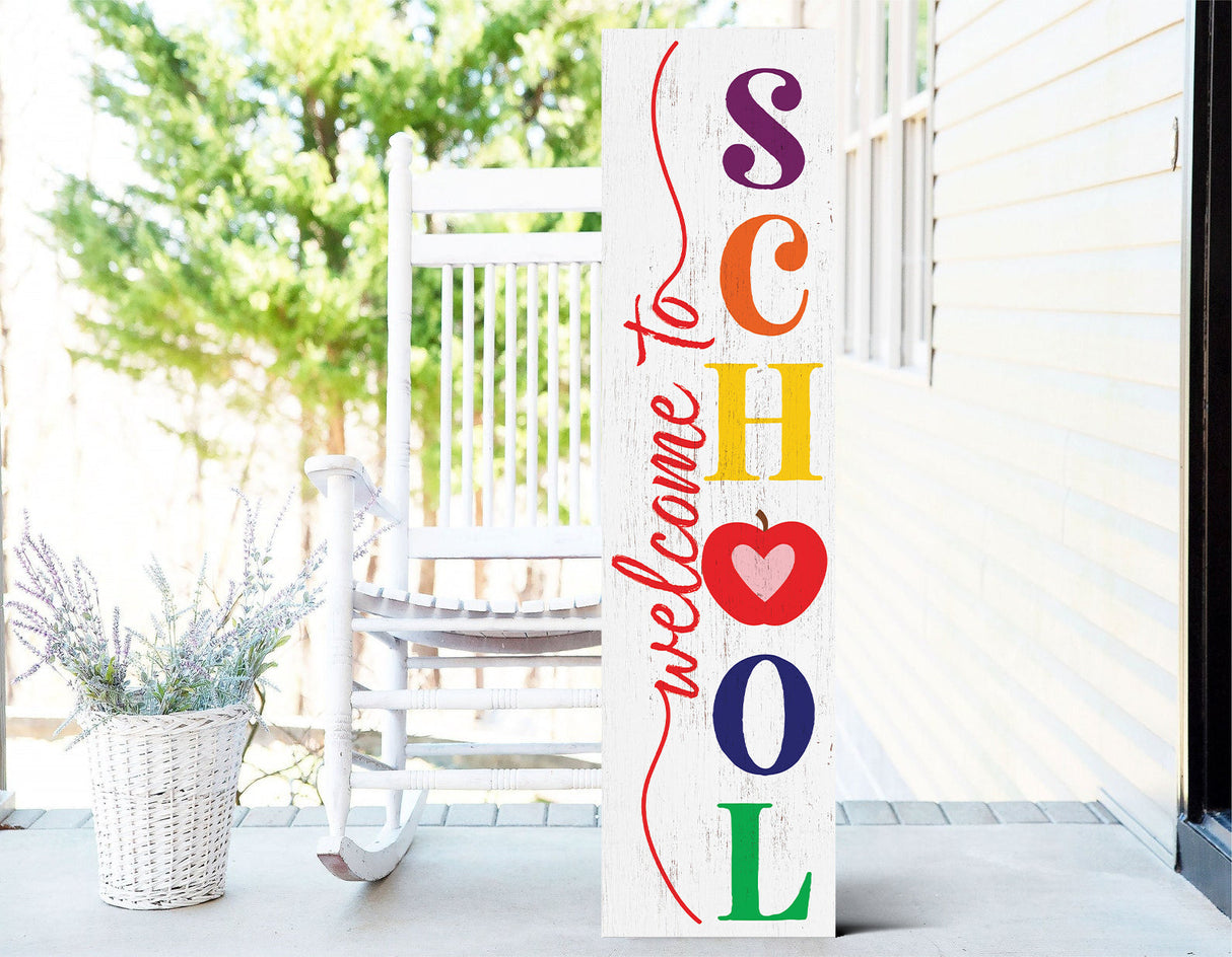 36in welcome to school porch sign, classroom decor, teacher gift, durable wooden sign, vibrant design