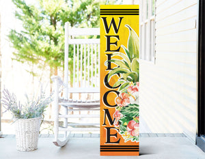 36" pineapple welcome wooden porch sign, tropical front door wall decor, rustic farmhouse outdoor entryway display