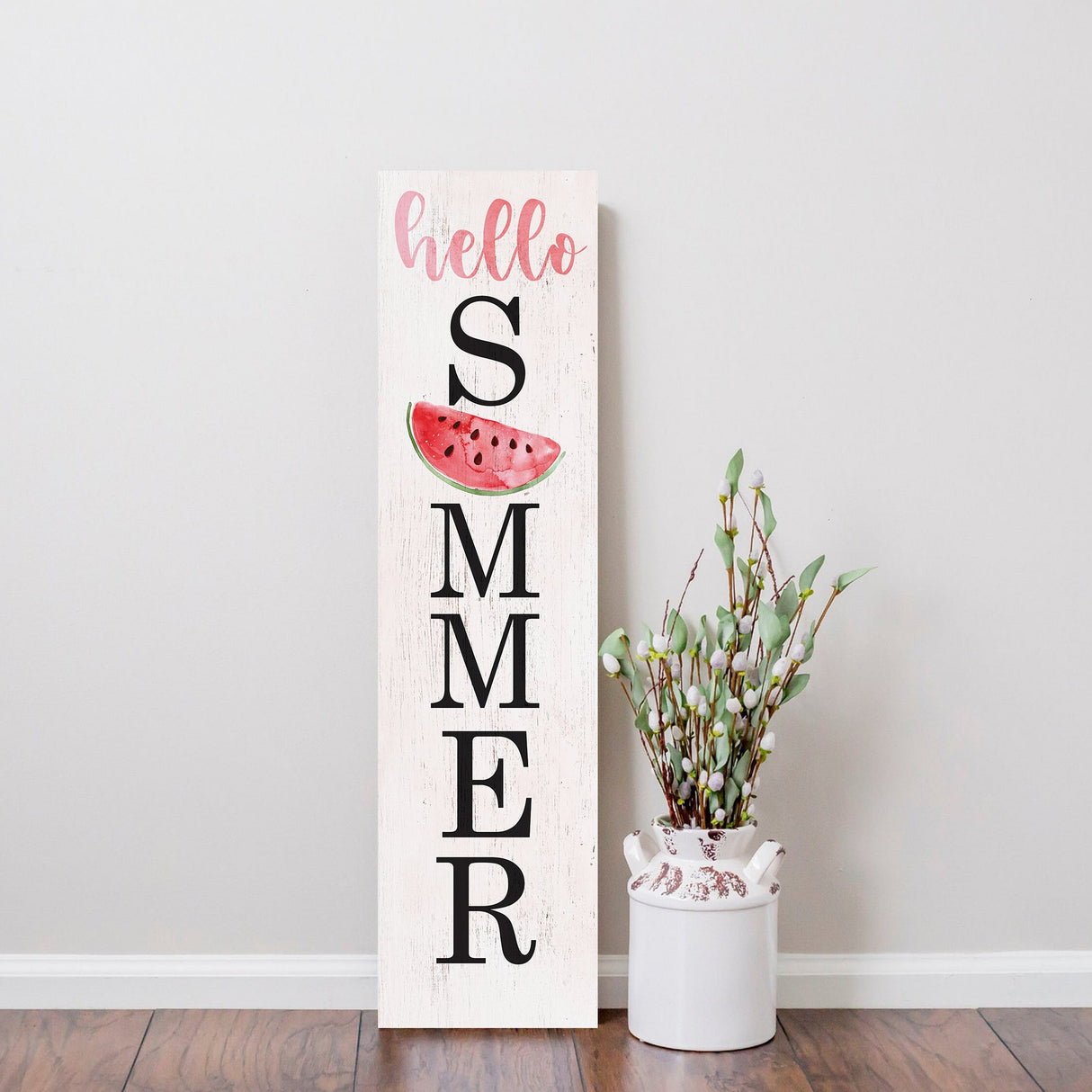 Hello Summer Wooden Porch Sign with Watermelon Pattern | Seasonal Welcome Sign | Front Porch Home Decor | 3 Sizes