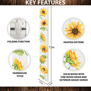 72in Sunflower Porch Sign, Charming Wooden Welcome Decor for Front Door, Rustic White Garden Wall Art, Seasonal Home Decoration