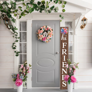 Welcome Your Guests with a Warm Touch: 72in Foldable "Hi Friends" Brown Porch Sign, Perfect Outdoor Decor for All Seasons