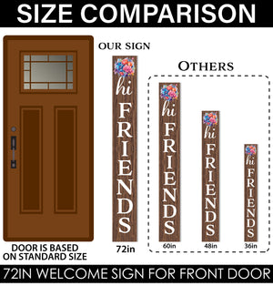 Welcome Your Guests with a Warm Touch: 72in Foldable "Hi Friends" Brown Porch Sign, Perfect Outdoor Decor for All Seasons