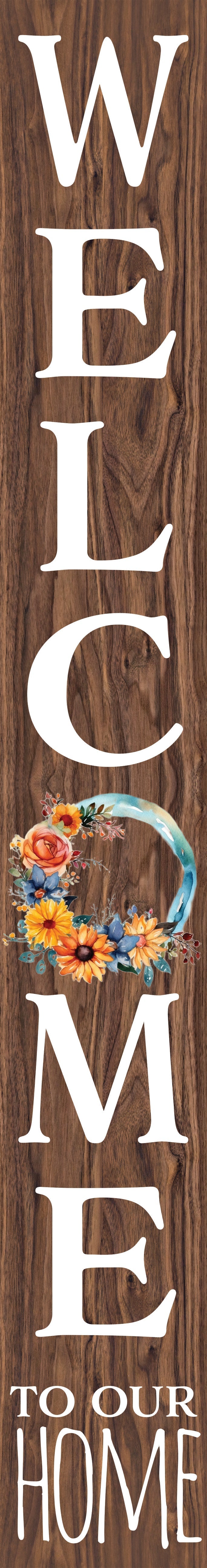 72in welcome to our home with watercolor color wreath foldable wooden welcome sign for front door porch decor