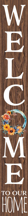 72in welcome to our home with watercolor color wreath foldable wooden welcome sign for front door porch decor