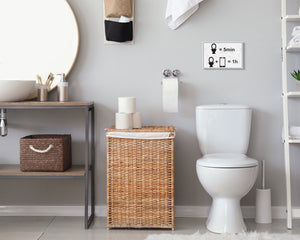 Add laughter to your bathroom: 7.5in x 5in wooden wall decor sign - "toilet = 5 min, toilet + phone = 1 hour" - humorous & fun