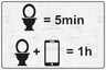 Add laughter to your bathroom: 7.5in x 5in wooden wall decor sign - "toilet = 5 min, toilet + phone = 1 hour" - humorous & fun