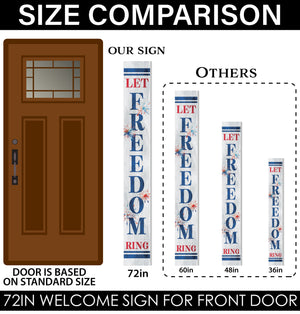 72in Let Freedom Ring Porch Sign | Patriotic Wooden Porch Decor | 4th of July Decor for Front Door | Independence Day Outdoor Decor
