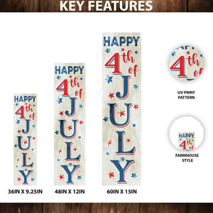 Happy 4th of July Porch Sign | Multi Sizes | UV Print | Patriotic Decor | Perfect for Outdoor Decor, Yard Art, and Garden Decorations