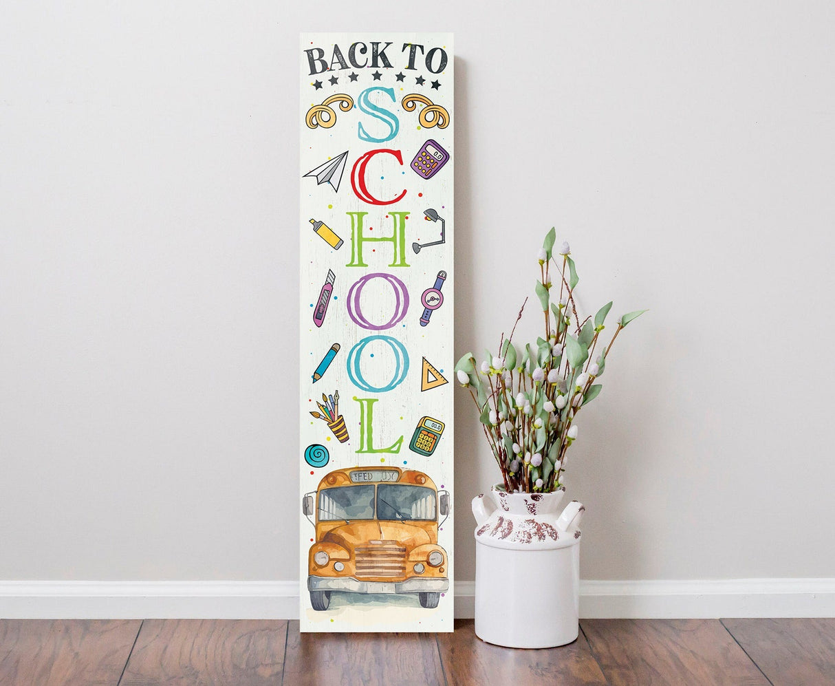 36in "back to school" porch sign - wooden wall decor for classroom door decoration