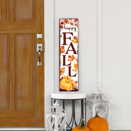 Fall Porch Sign - Front Porch Fall Welcome Sign with Vintage Autumn Decoration | Fall Entryway Porch Decor | Wood, UV Print | 36x9.25in & 48x9.25in