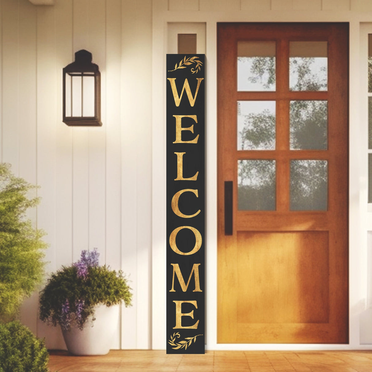 72-Inch Tall Outdoor Welcome Sign -  in Black, White, and Brown