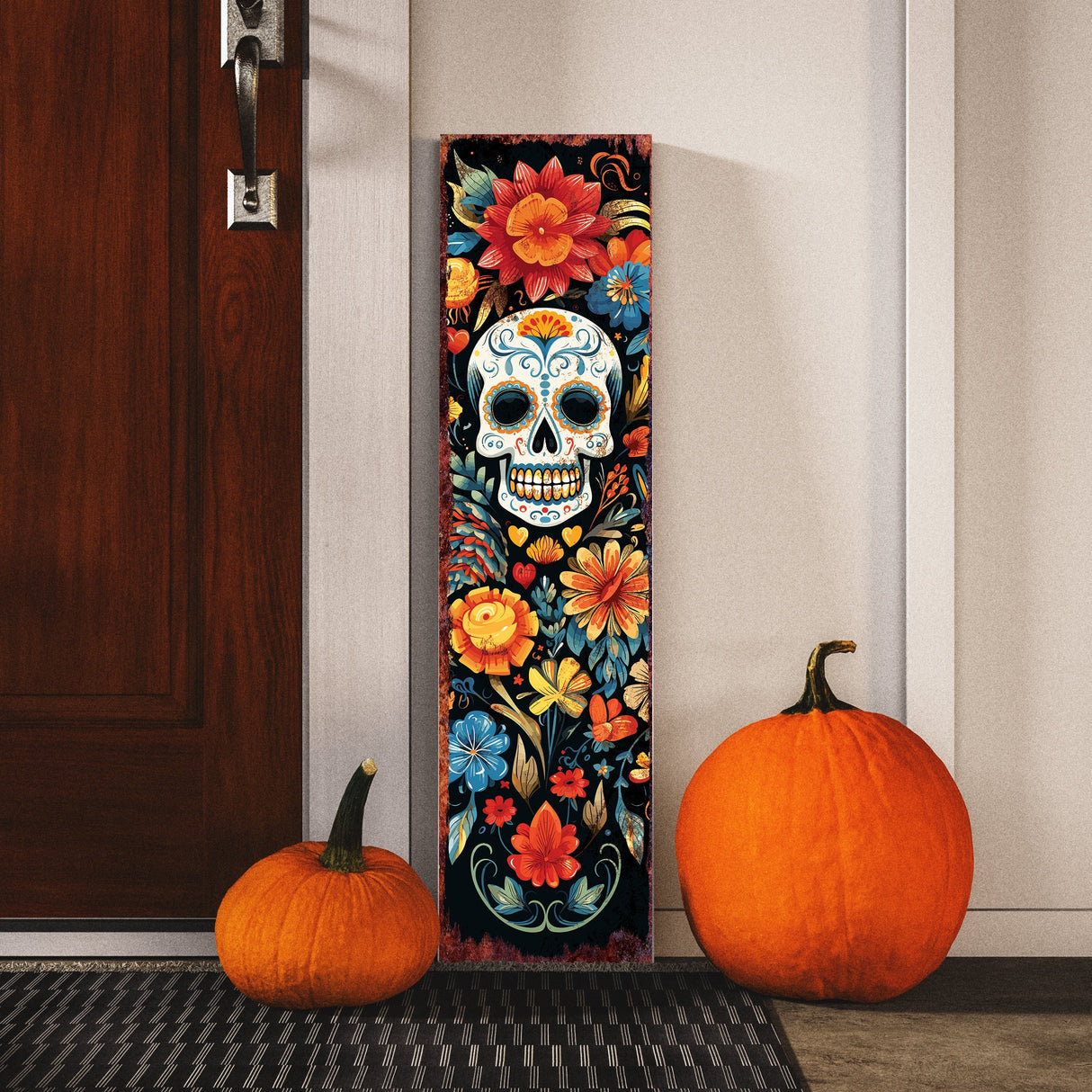 36 Inch Dia De Los Muertos Sugar Skull Porch Sign