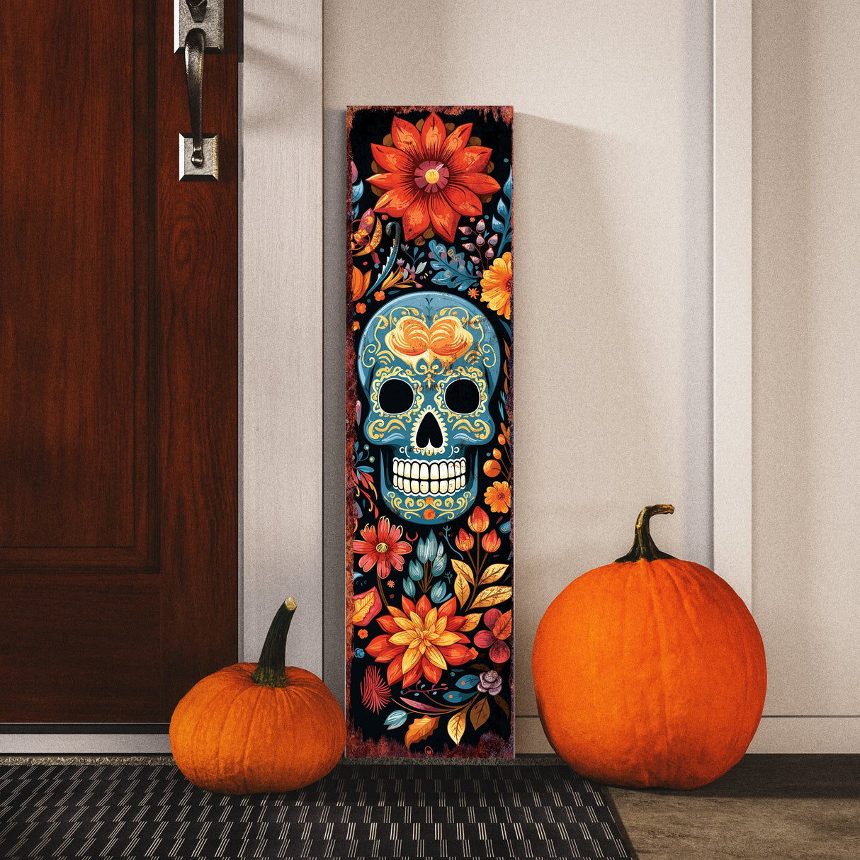 36 Inch Dia De Los Muertos Sugar Skull Porch Sign