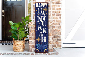 Modern farmhouse home decor - 36in happy hanukkah porch sign for a touch of hanukkah spirit