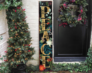 48in Peace Porch Sign - Front Porch Christmas Welcome Sign, Rustic Modern Farmhouse Entryway Board