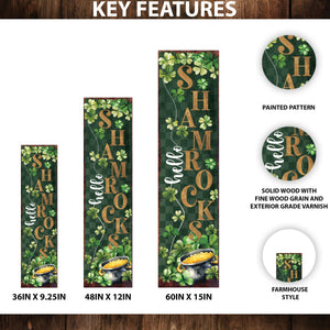 Hello Shamrocks St. Patrick’s Day Porch Sign Entryway Decor | UV Print | Front Porch Plaque | Seasonal Home Decor | 3 Sizes