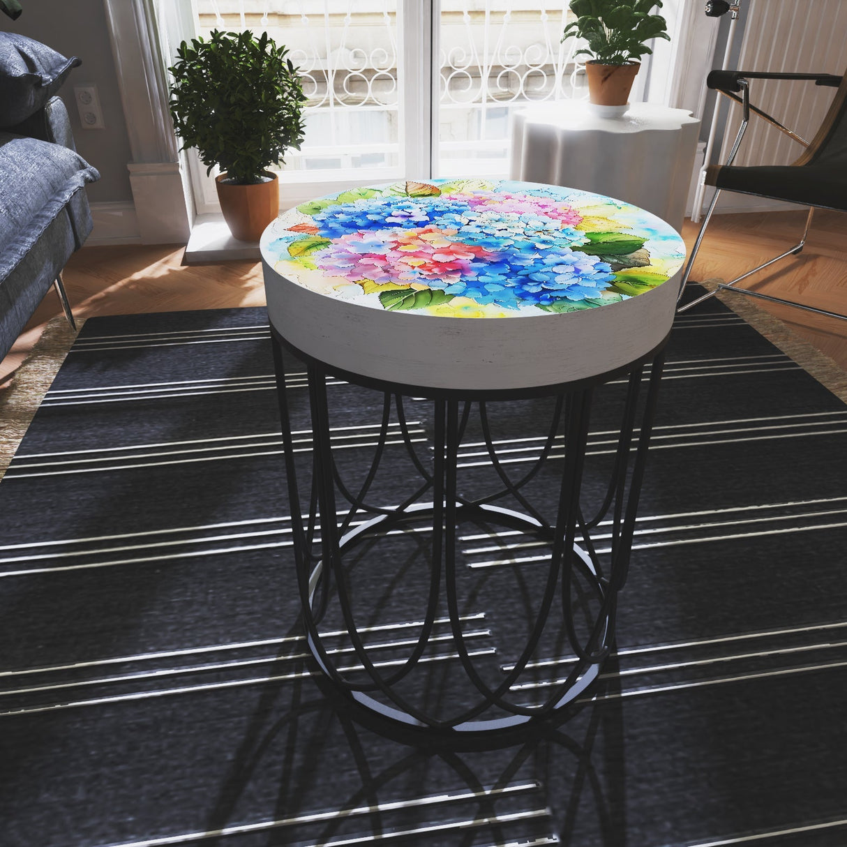 Watercolor Hydrangea Accent Table