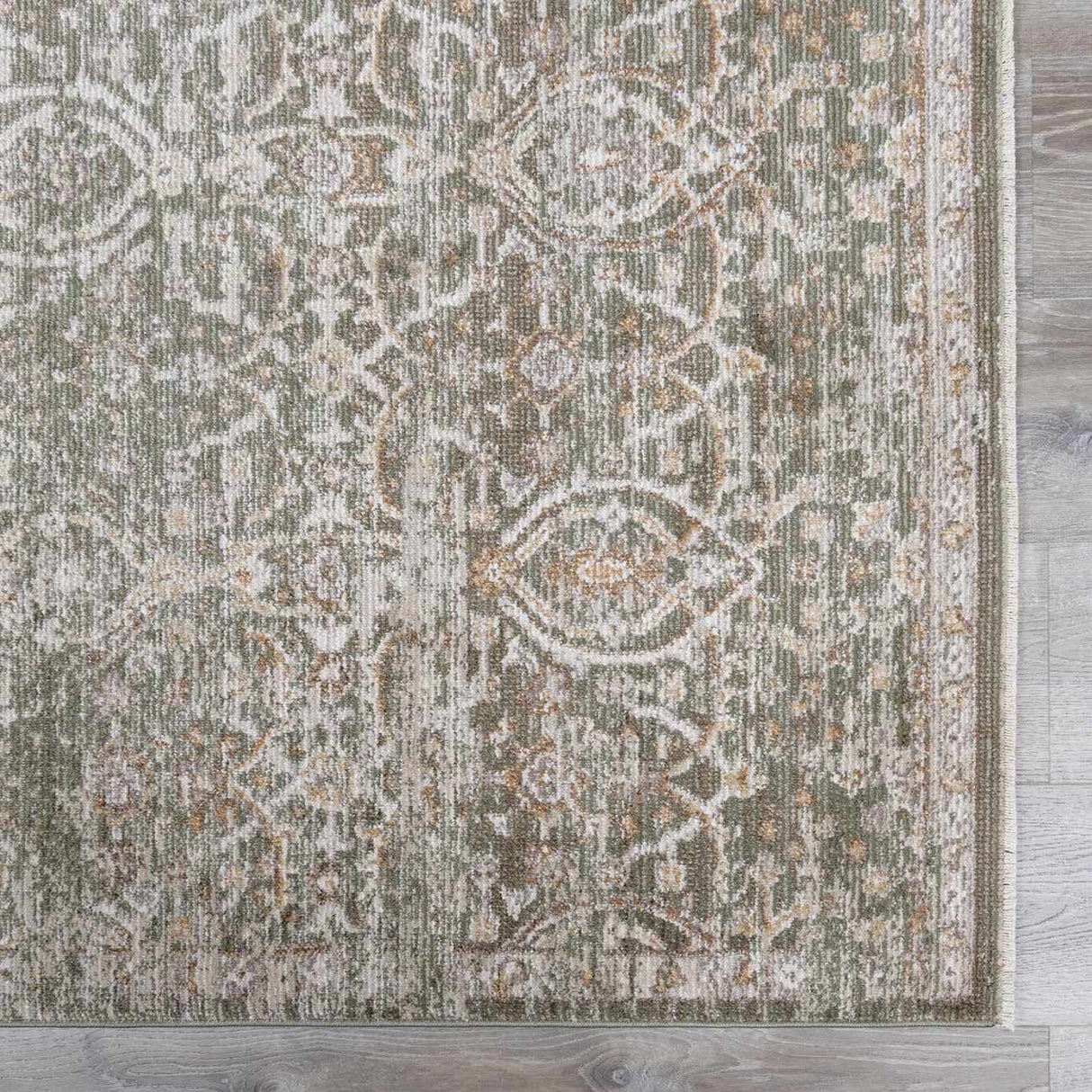 Galey Alix x Livabliss Vintage Oriental Boho Olive/Medium Brown Myrtle Avenue VI Area Rug