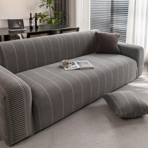High Stretch Chevron Sofa Cover, Soft Washable Textured Jacquard Slipcover for Couch