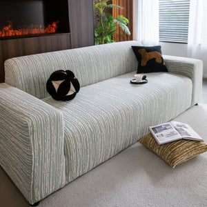 High Stretch Couch Slipcover with Abstract Stripe, Washable Non-Slip Cover for Dogs