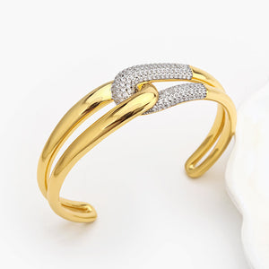 Twisted Knot Double-Layer Cuff Bracelet with Pavé Crystals