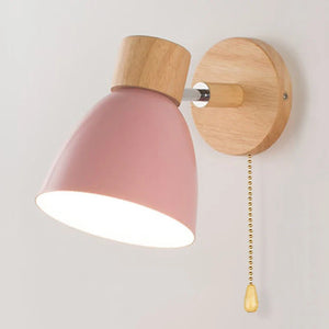 Wooden Wall Lamp with Switch – Modern E27 Adjustable Sconce for Bedroom & Living Room