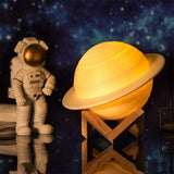 3D Saturn Moon Lamp 16 Color LED Night Light Remote Touch Bedroom Kids Gift