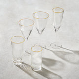 Hammered, Champagne Flute Glass with Rim, 8 oz-Set of 6