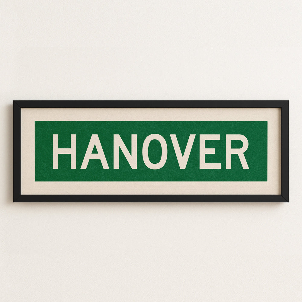 Framed Hanover Green and White Bus Scroll