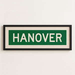 Framed Hanover Green and White Bus Scroll