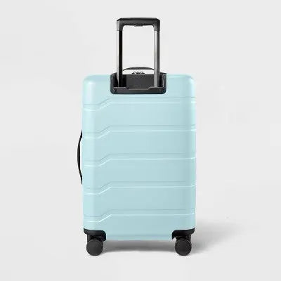 Hardside Medium Checked Suitcase Muddy Aqua - Open