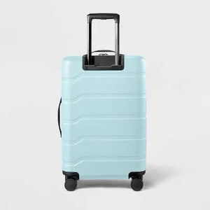 Hardside Medium Checked Suitcase Muddy Aqua - Open