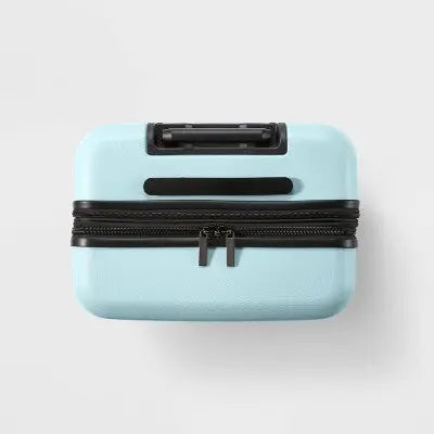 Hardside Medium Checked Suitcase Muddy Aqua - Open