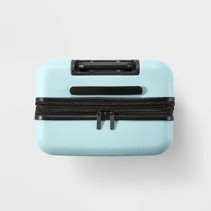 Hardside Medium Checked Suitcase Muddy Aqua - Open