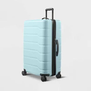Hardside Medium Checked Suitcase Muddy Aqua - Open