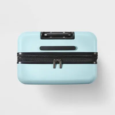 Hardside Medium Checked Suitcase Muddy Aqua - Open