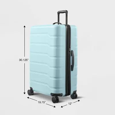 Hardside Medium Checked Suitcase Muddy Aqua - Open