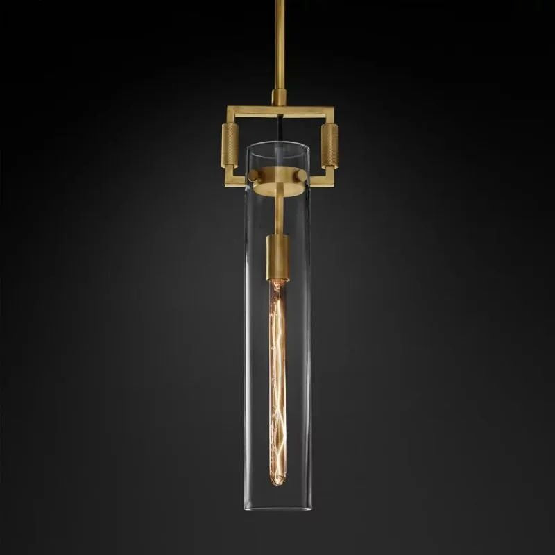 Industrial Brass Glass Pendant Light E26 Edison Ceiling Fixture