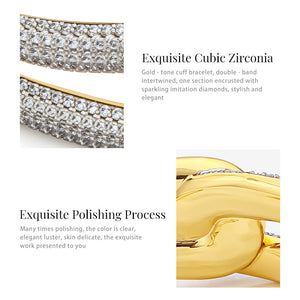 Twisted Knot Double-Layer Cuff Bracelet with Pavé Crystals