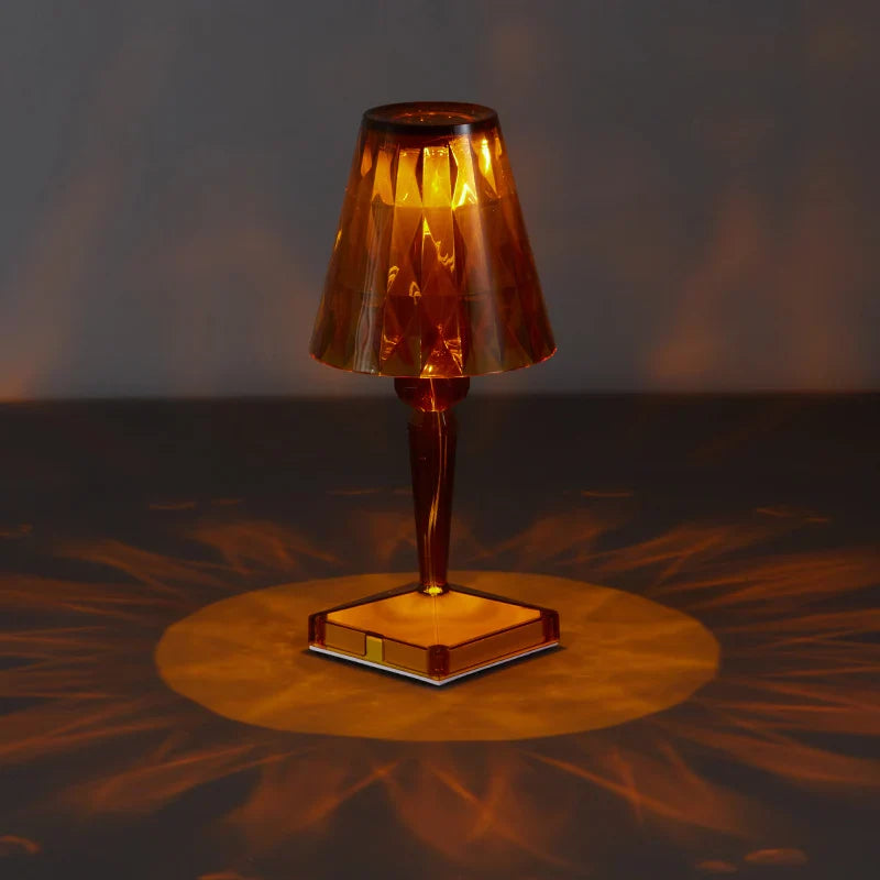Rechargeable Diamond Table Lamp USB Crystal Bedside Light Acrylic Desk Decor