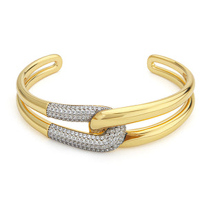 Twisted Knot Double-Layer Cuff Bracelet with Pavé Crystals